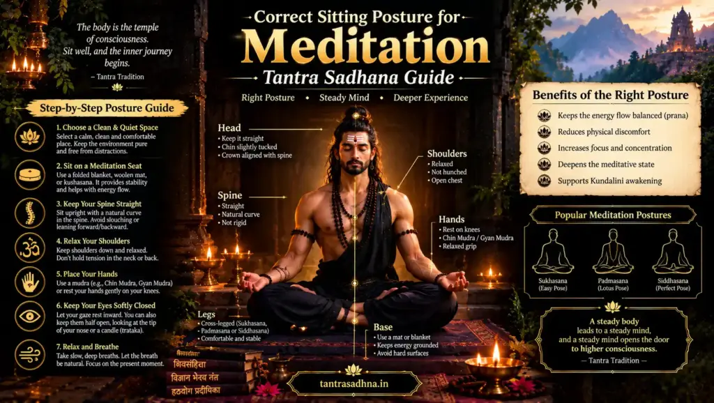 Meditator sitting upright in a stable meditation posture