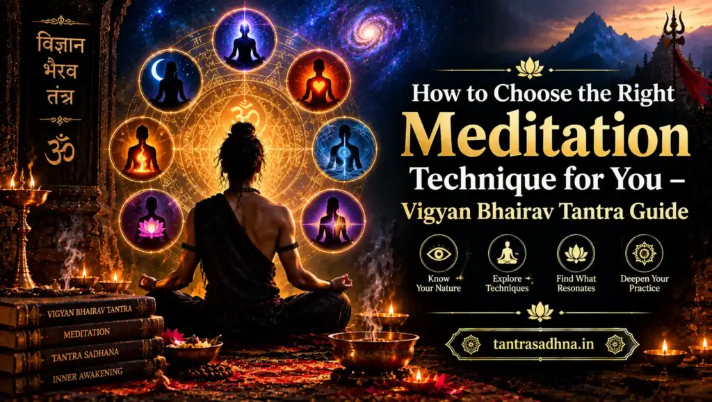 Meditator choosing between different meditation practices