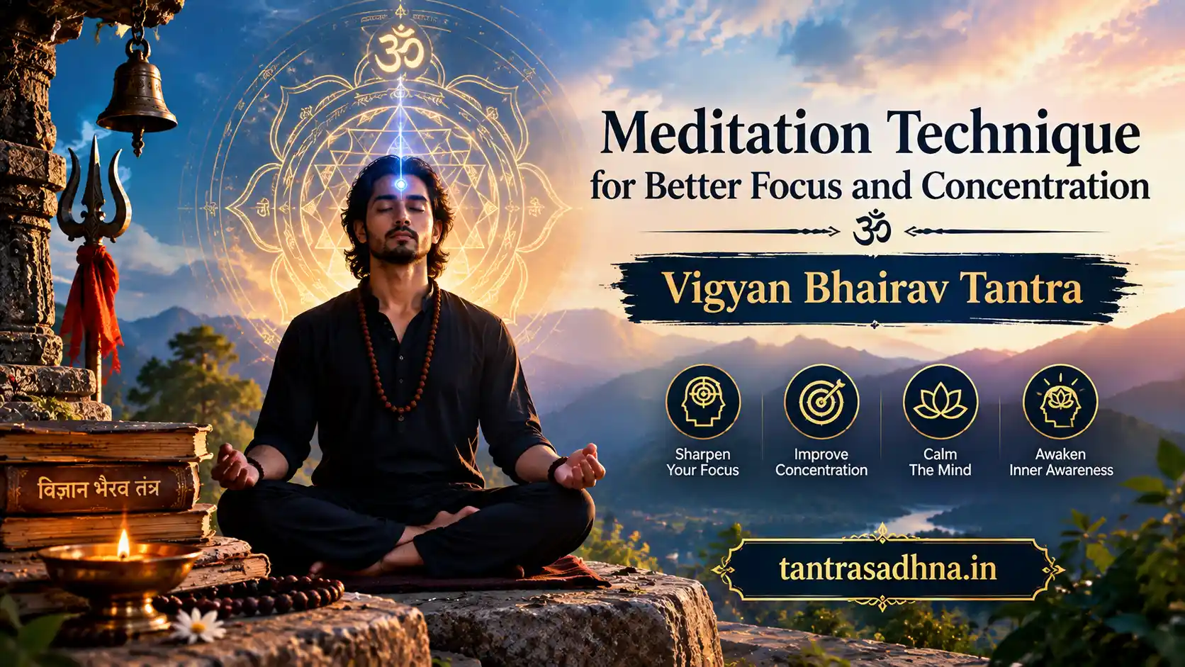 Person practicing meditation to develop focus and concentration