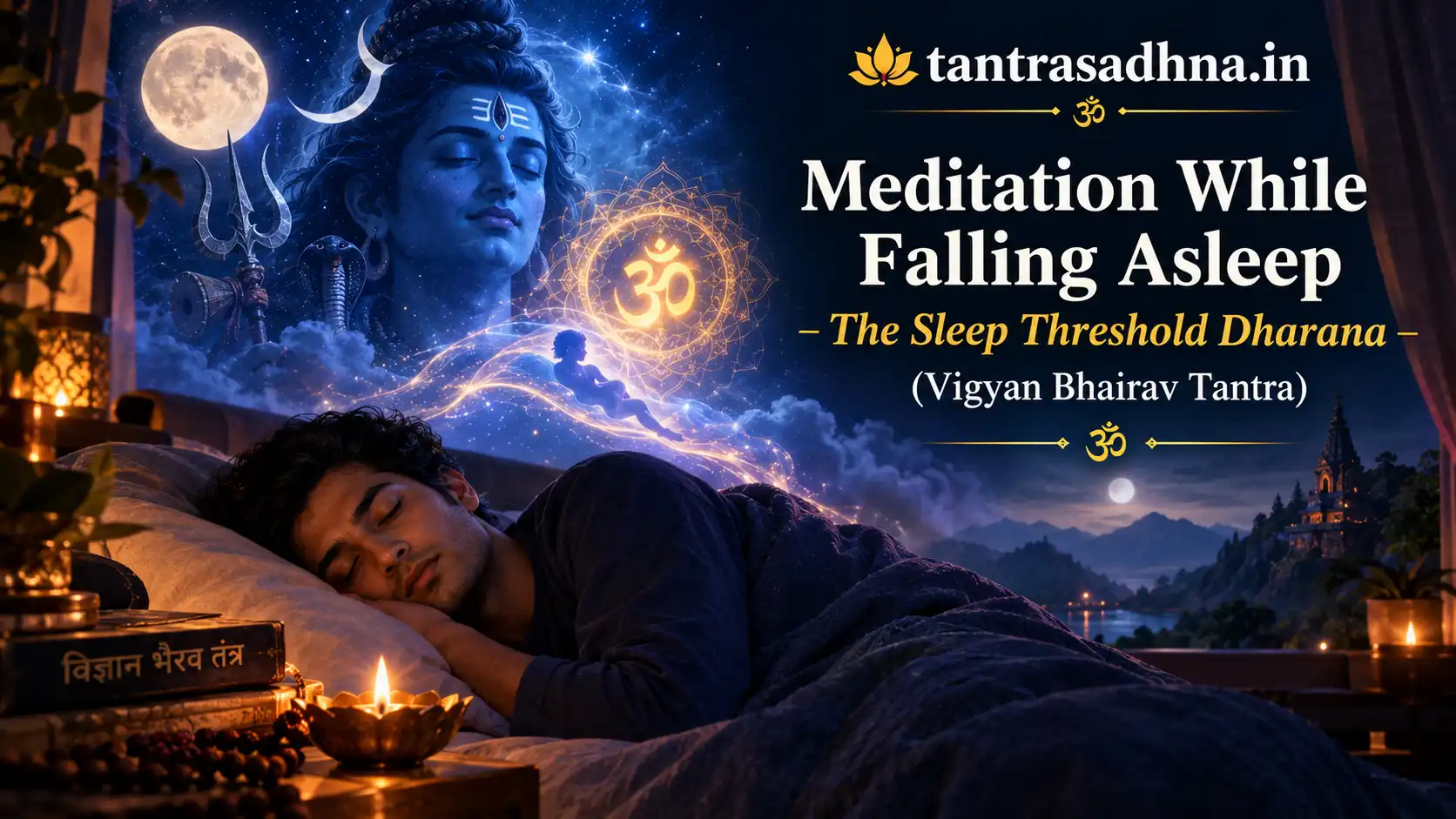 Person meditating peacefully while transitioning toward sleep