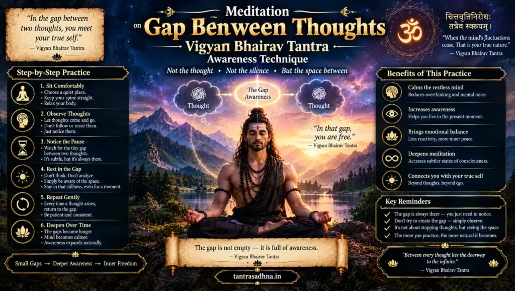 Meditator observing the quiet space between thoughts