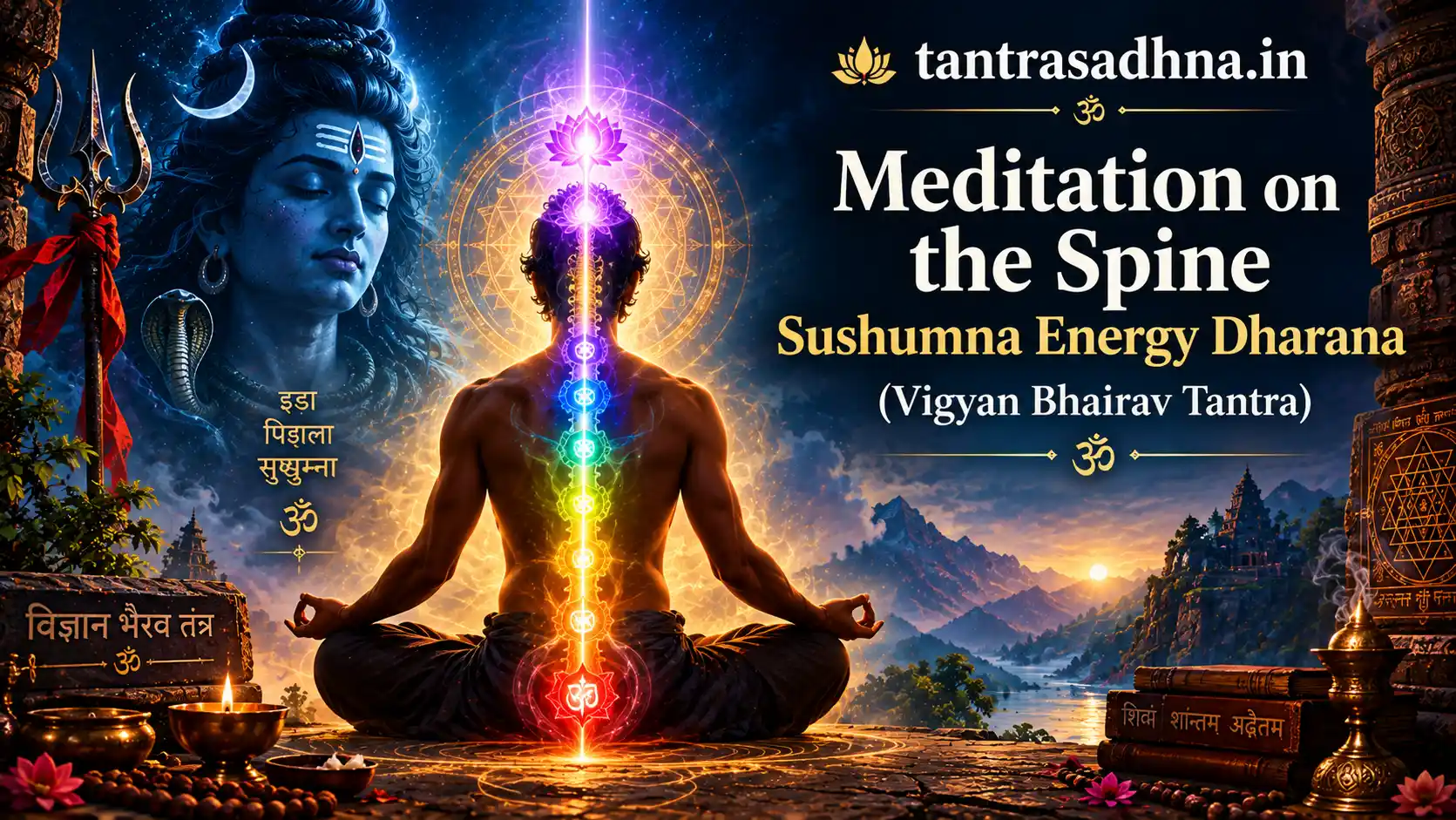 Meditating with awareness focused along the spine