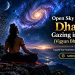 Person meditating while gazing into the open sky