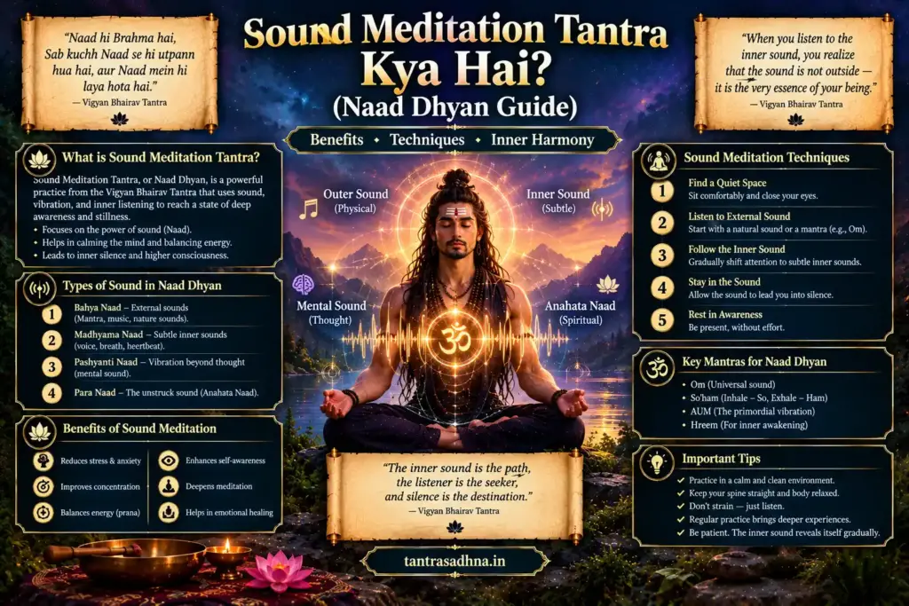 Meditator focusing on sound and Nada during meditation