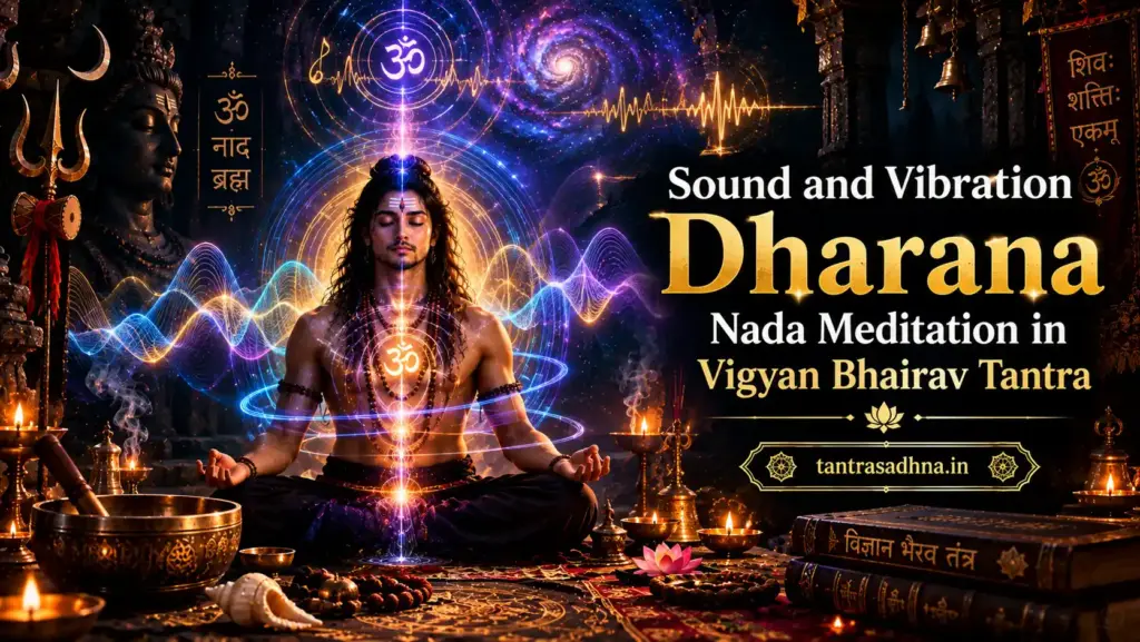 Meditator focusing on sound and subtle inner vibrations