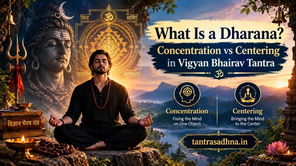 Meditator focusing attention on a single point during Dharana