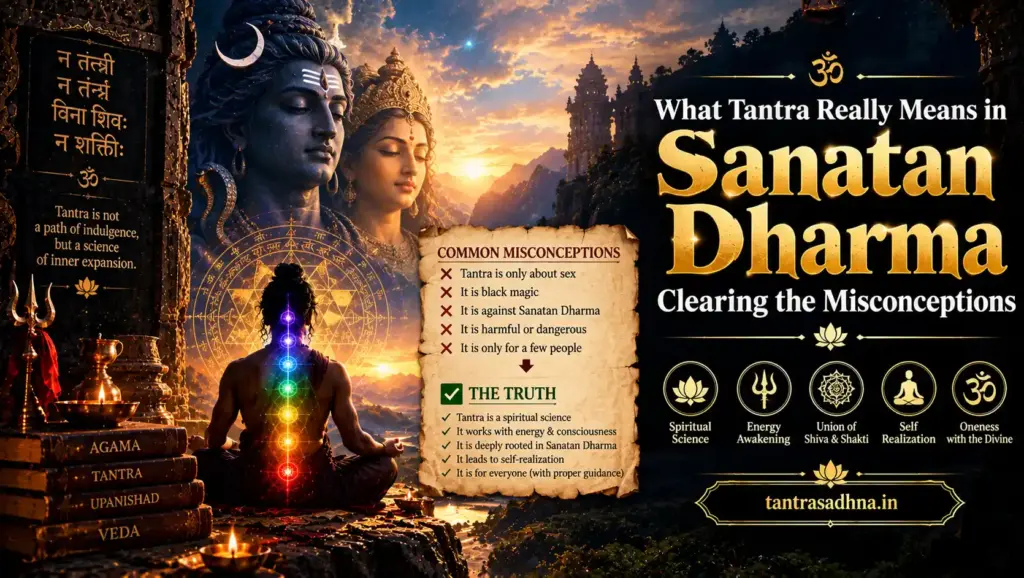Symbolic Tantric meditation scene representing Sanatan Dharma traditions